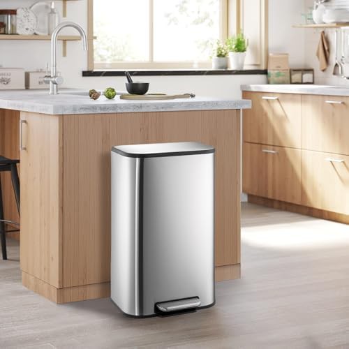 Silver stainless steel rectangular step bin