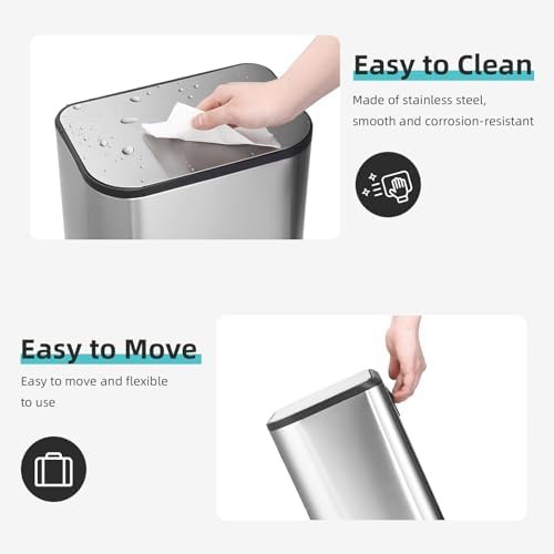 Silver stainless steel rectangular step bin — photo 3