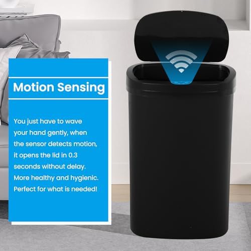 Black plastic sensor kitchen bin — photo 3