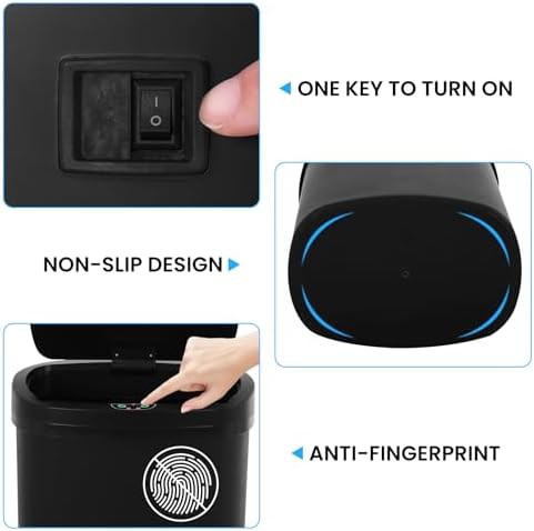 Black plastic sensor kitchen bin — photo 4
