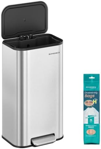 Compact stainless step pedal 8 gallon bin