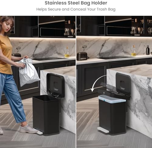 Virtuoso black stainless 13 gallon kitchen trash can — photo 3