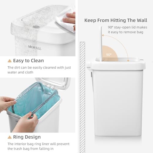 Slim Soft Close Bathroom Trash Can with Pedal — photo 3