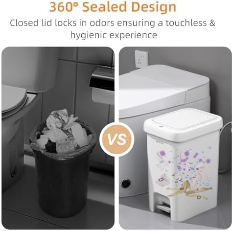 Slim Soft Close Bathroom Trash Can with Pedal — photo 4