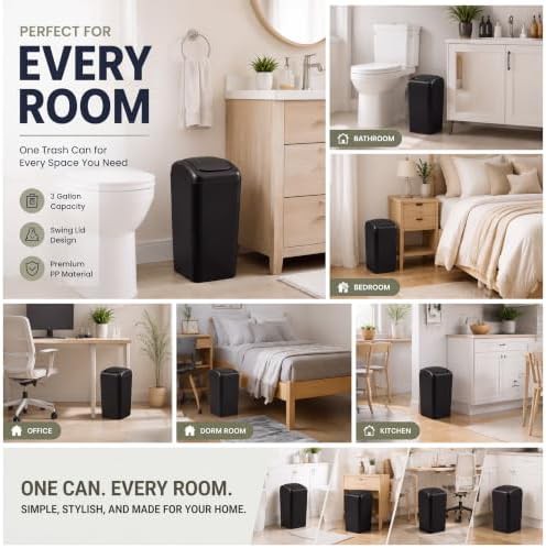 Small black plastic trash can set — photo 4