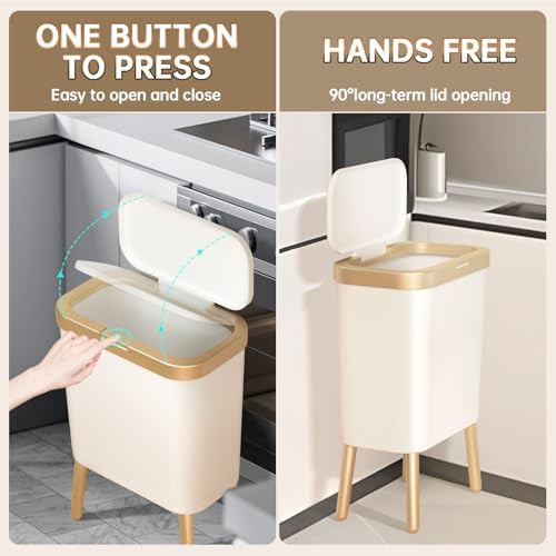 White Plastic Rectangular Kitchen Trash Can — photo 4