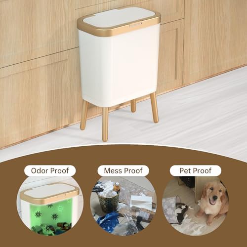 White Plastic Rectangular Kitchen Trash Can — photo 5