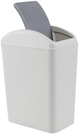 Gray plastic slim swing lid waste bin