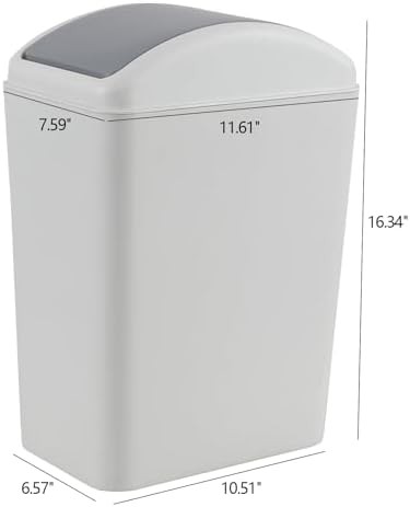 Gray plastic slim swing lid waste bin — photo 3