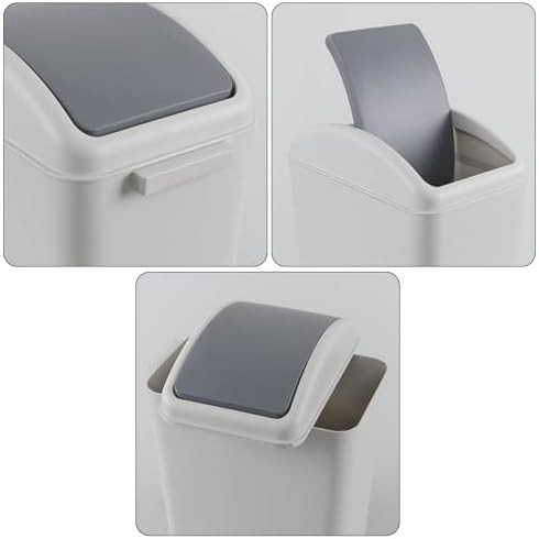 Gray plastic slim swing lid waste bin — photo 4