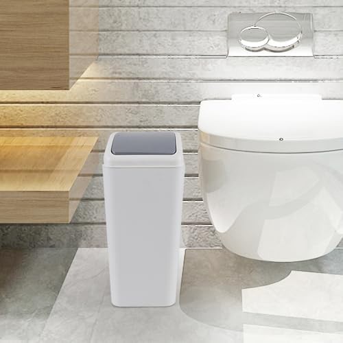 Gray plastic slim swing lid waste bin — photo 5