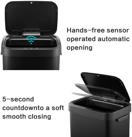 Upella black stainless steel touchless kitchen bin — photo 4