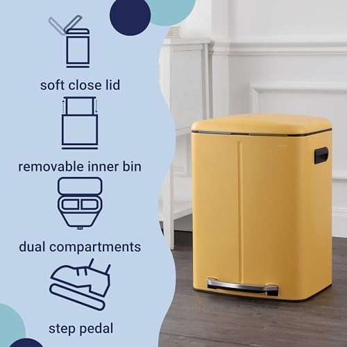 Daffodil yellow Marco double bucket step trash can — photo 3