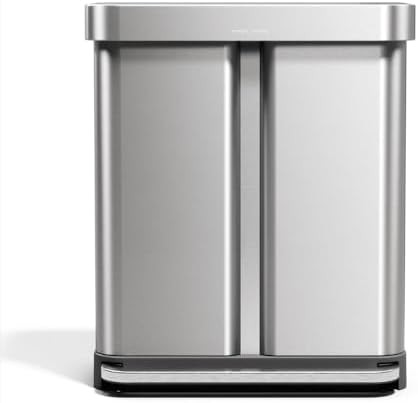 Steel pedal dual compartment kitchen recycler 58L
