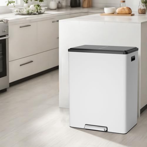 Large dual compartment step recycling bin