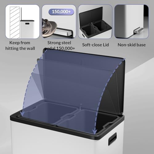 Large dual compartment step recycling bin — photo 3