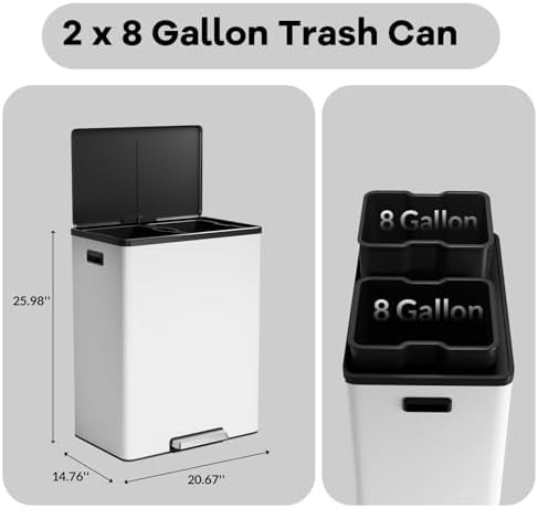 Large dual compartment step recycling bin — photo 5