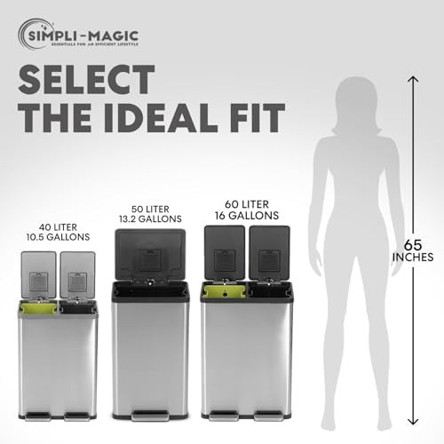 Slim 60L Dual Compartment Stainless Steel Bin — photo 4