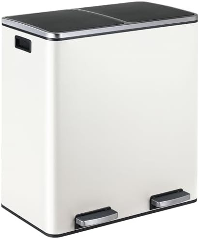 Rectangular dual compartment stainless steel trash can