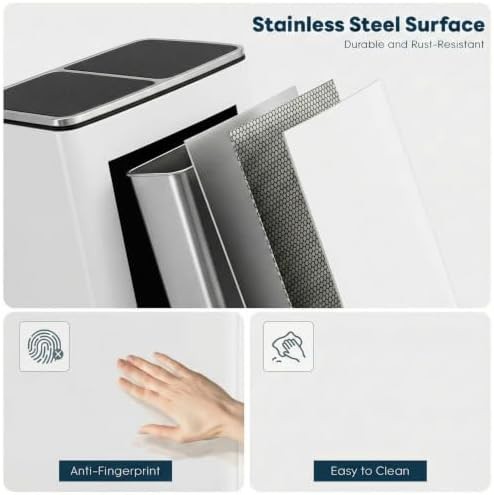 Rectangular dual compartment stainless steel trash can — photo 3