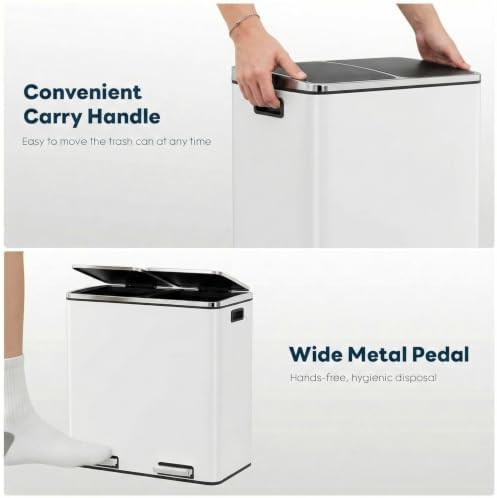 Rectangular dual compartment stainless steel trash can — photo 5