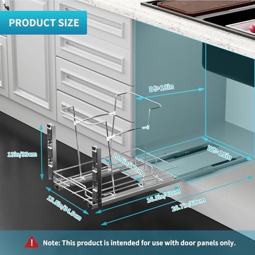 Pull out under cabinet chrome trash can — photo 4