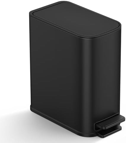 Matte black soft close small bathroom step bin