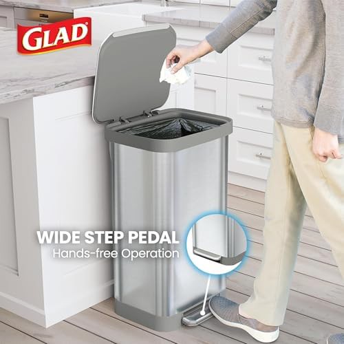 Brushed stainless steel step 20 gallon bin — photo 4