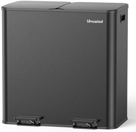 Lovewind step stainless steel black trash can