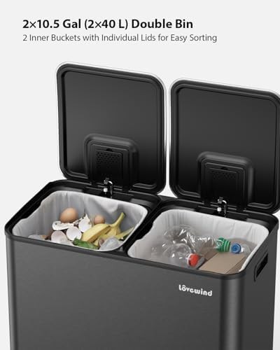 Lovewind step stainless steel black trash can — photo 3
