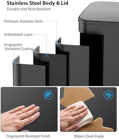 Lovewind step stainless steel black trash can — photo 4