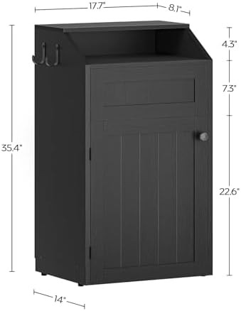 Black wooden freestanding kitchen trash cabinet — photo 3