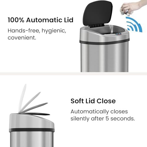 Large motion sensor kitchen trash can with filter — photo 3