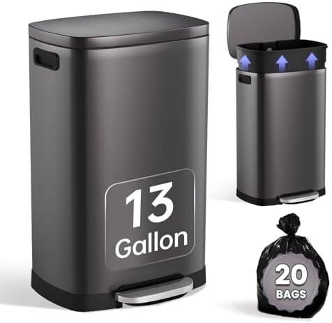 Brushed Stainless Pedal Bin with Bucket