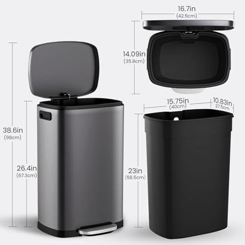 Matte Stainless Steel Pedal Trash Can — photo 4
