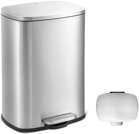 Slim stainless steel soft close pedal bin