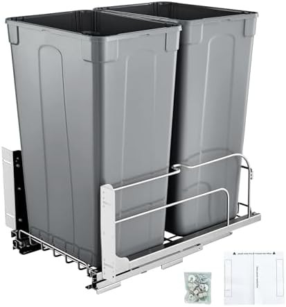Grey soft close pull out kitchen waste container
