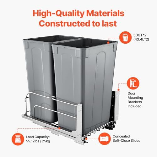 Grey soft close pull out kitchen waste container — photo 3