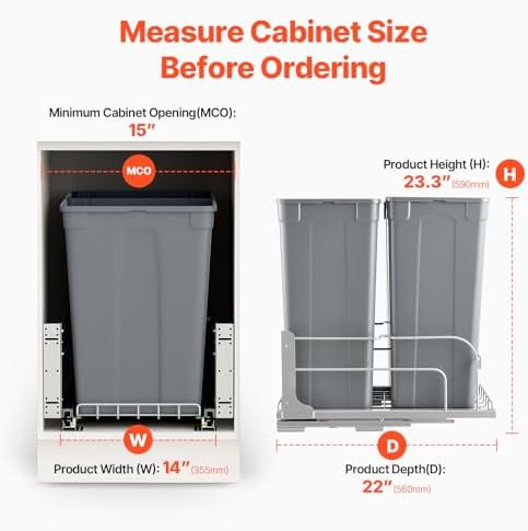 Grey soft close pull out kitchen waste container — photo 4