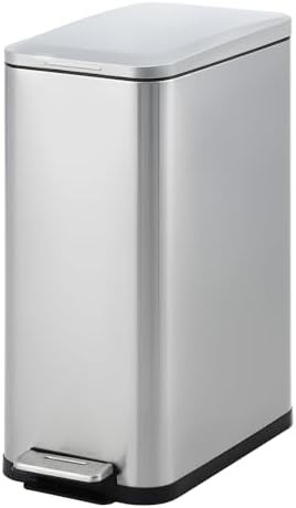 Slim stainless steel step kitchen bin