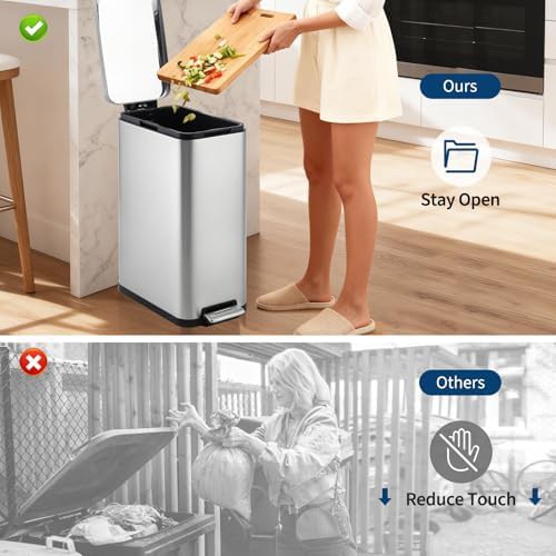 Slim stainless steel step kitchen bin — photo 5