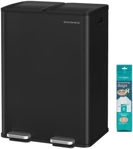 Dual compartment soft close steel 8 gallon bin