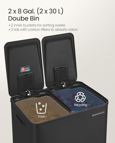 Dual compartment soft close steel 8 gallon bin — photo 3