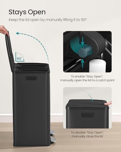 Dual compartment soft close steel 8 gallon bin — photo 5