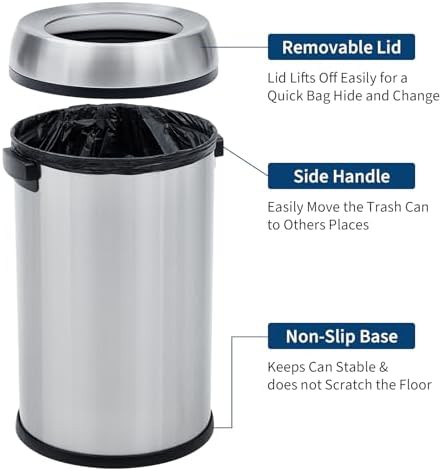 Round open top commercial stainless bin — photo 3