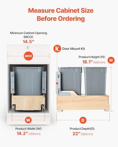 Wood pullout dual compartment kitchen trash can — photo 4