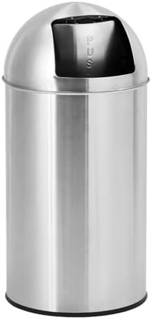 Round commercial push lid stainless bin