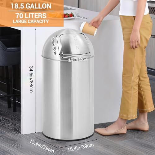 Round commercial push lid stainless bin — photo 5