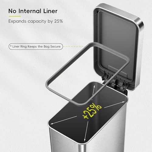 Hudson slim stainless steel step kitchen bin — photo 3