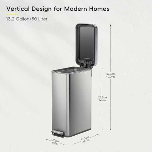 Hudson slim stainless steel step kitchen bin — photo 4